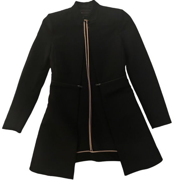 BCBGMAXAZRIA Black Women's Arelia Silk Blend A Line Coat Jacket Size XXS - Picture 6 of 6